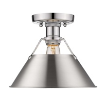 Golden 3306-FM CH-PW - Yep by Golden Lighting Orwell 1-light Flush Mount in Chrome and Pewter shade